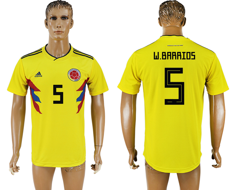 2018 world cup Maillot de foot COLUMBIA #5 W.BARRIOS YELLOW